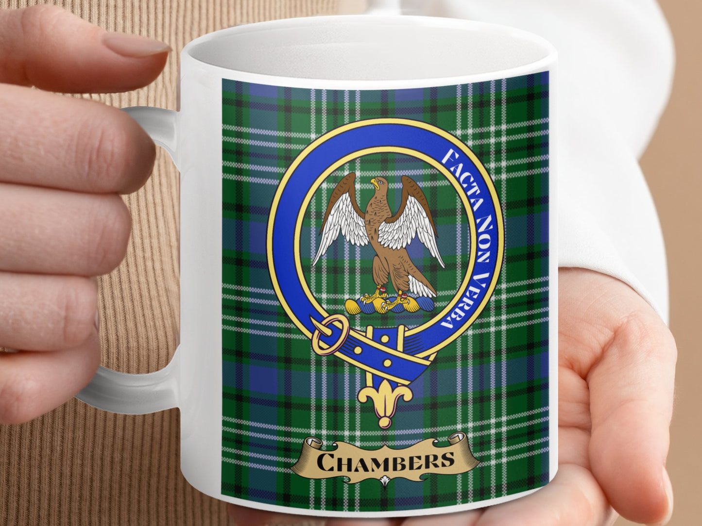 Chambers Scottish Clan Crest Tartan Design Mug - Living Stone Gifts