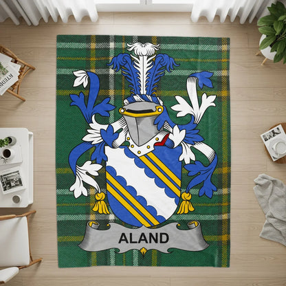 Aland Family Crest with Tartan Background Rug product