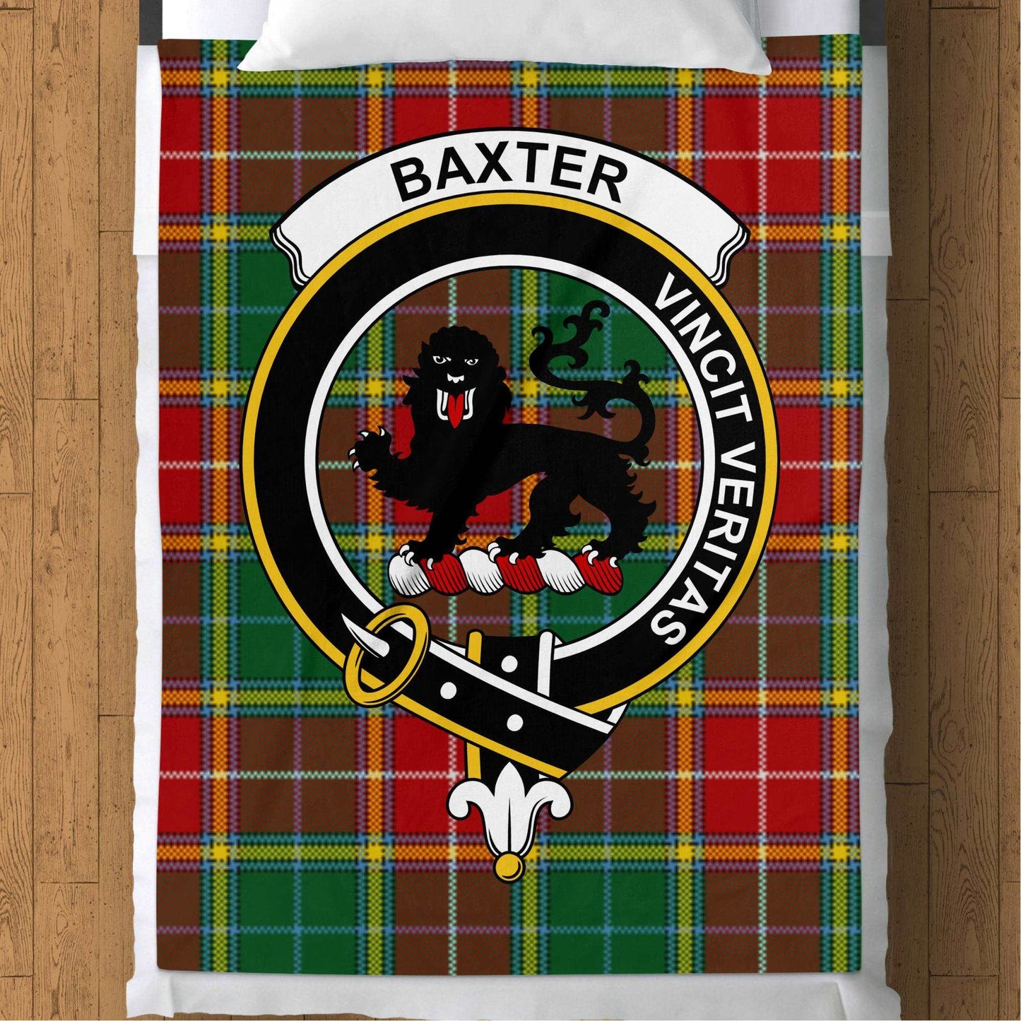 Baxter Scottish Tartan Crest Throw Blanket - Living Stone Gifts