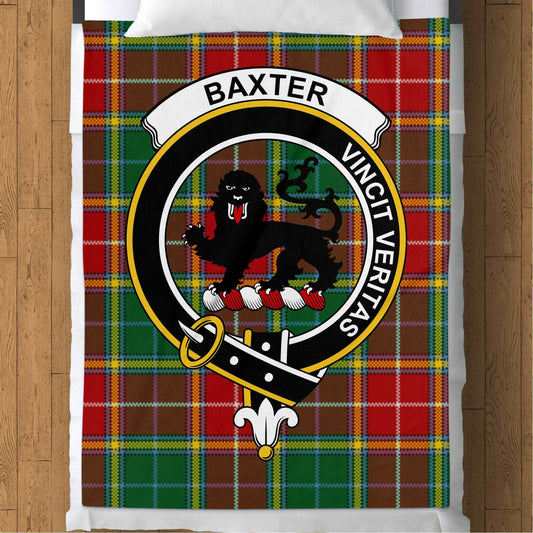 Baxter Scottish Tartan Crest Throw Blanket - Living Stone Gifts