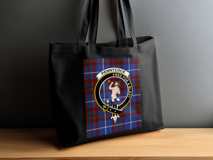 Scottish Clan Crest on a Tartan Background Tote Bag - Living Stone Gifts