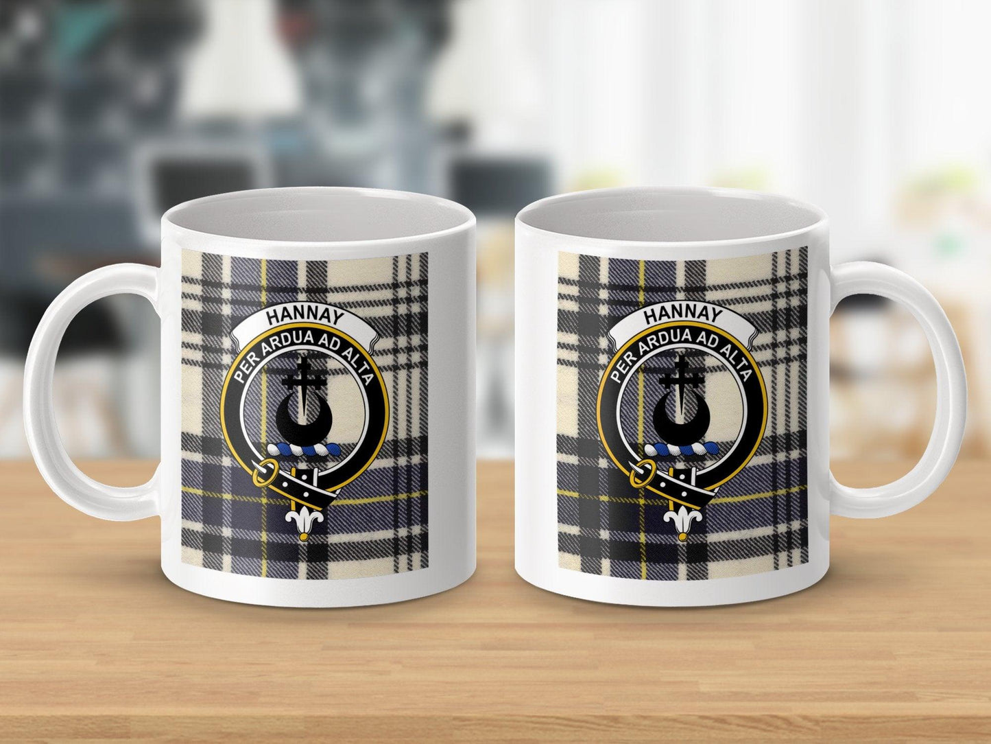 Traditional Hannay Clan Crest Tartan Plaid Coffee Mug - Living Stone Gifts