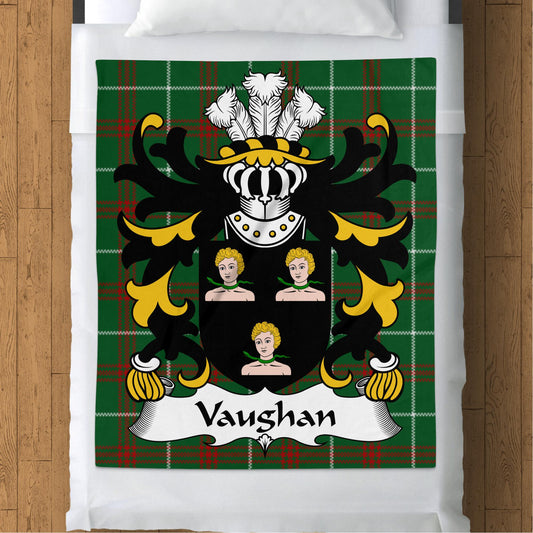 Vaughan Welsh Surname Coat of Arms Tartan Design Blanket - Living Stone Gifts