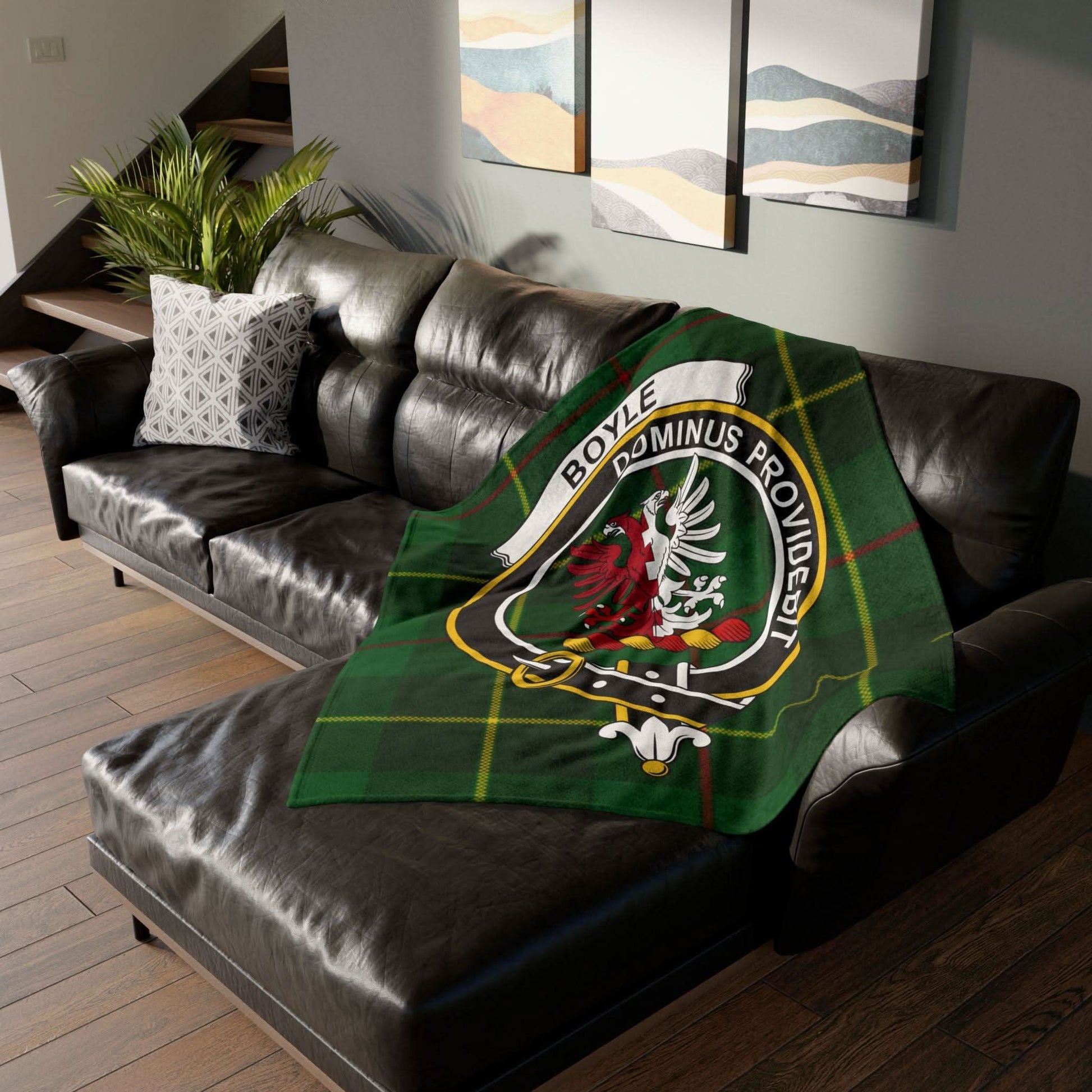 Boyle Clan Crest Scottish Tartan Blanket - Celtic Ancestry Gifts
