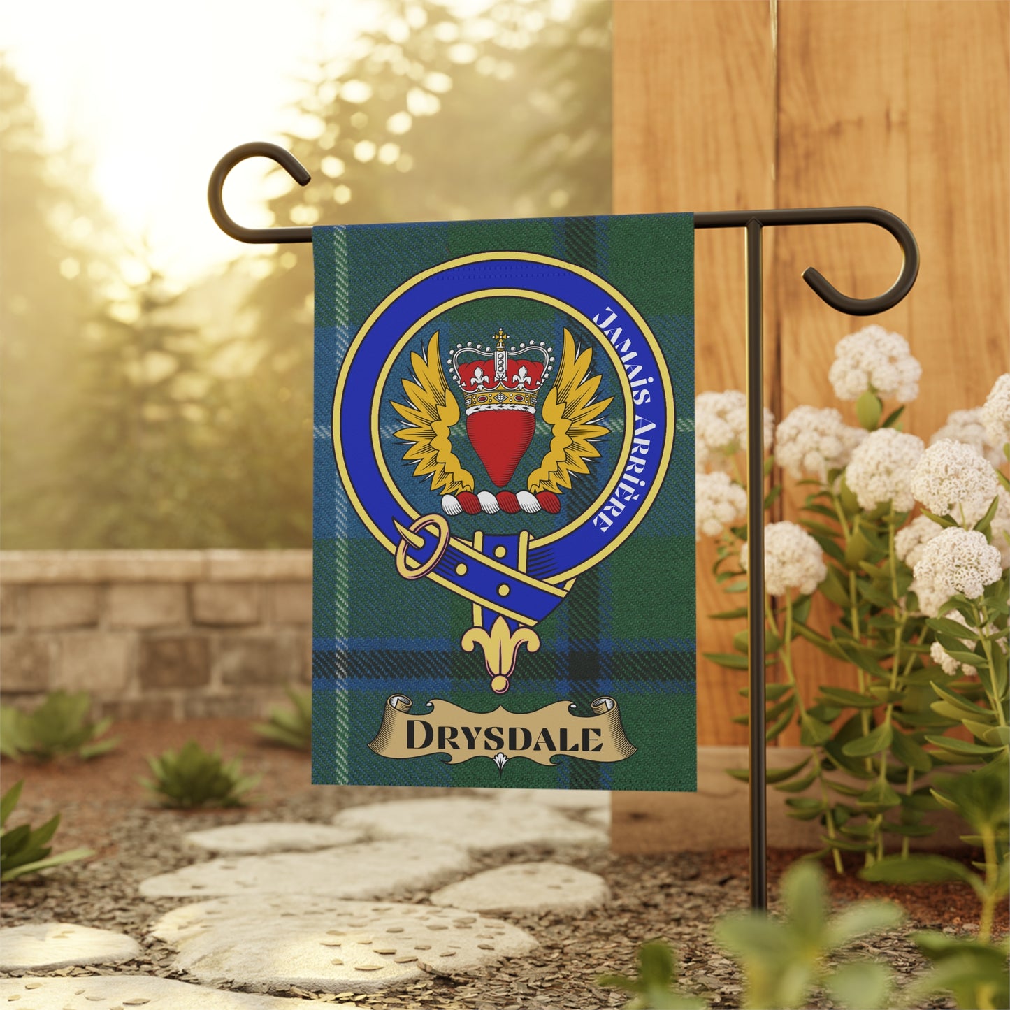 Drysdale Clan Scottish Tartan Crest Garden Flag