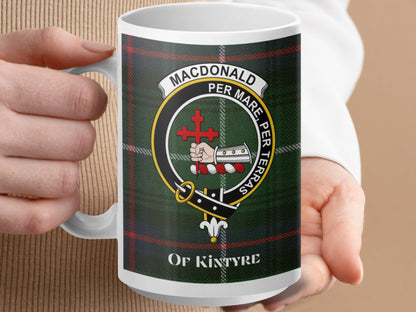 MacDonald of Kintyre Clan Crest Plaid Design Mug - Living Stone Gifts