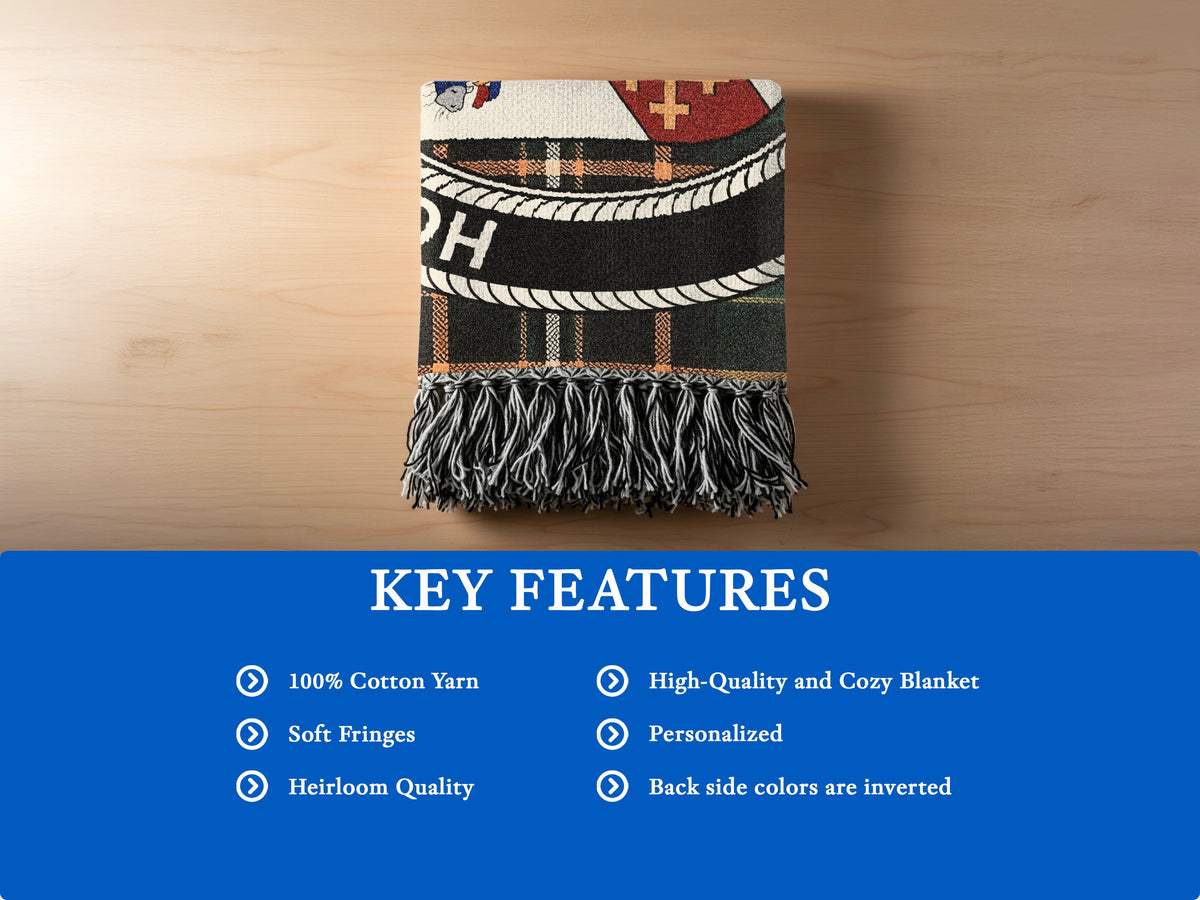 MacDermot cotton woven blanket detail with decorative fringed edges