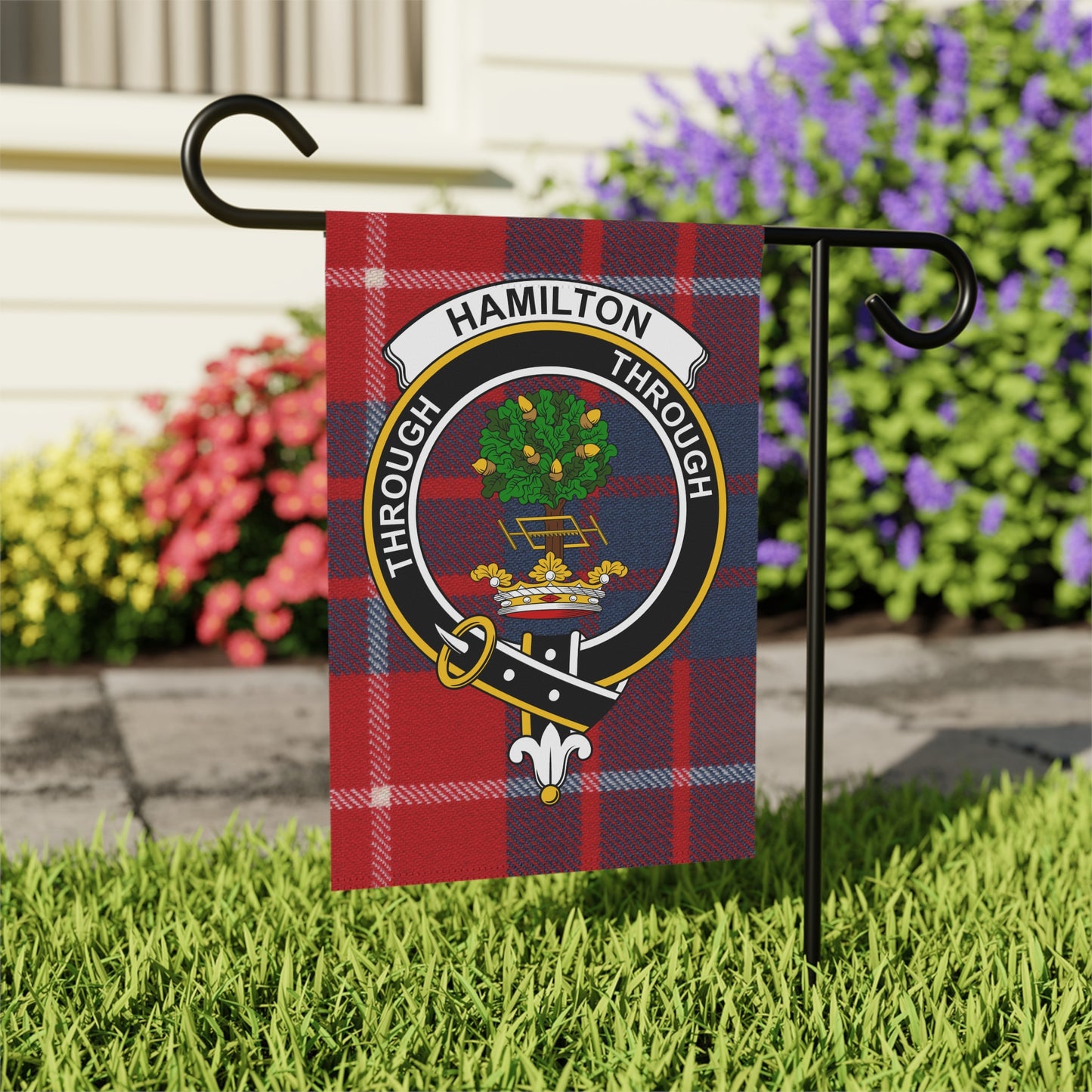 Hamilton Clan Scottish Tartan Crest Garden Flag