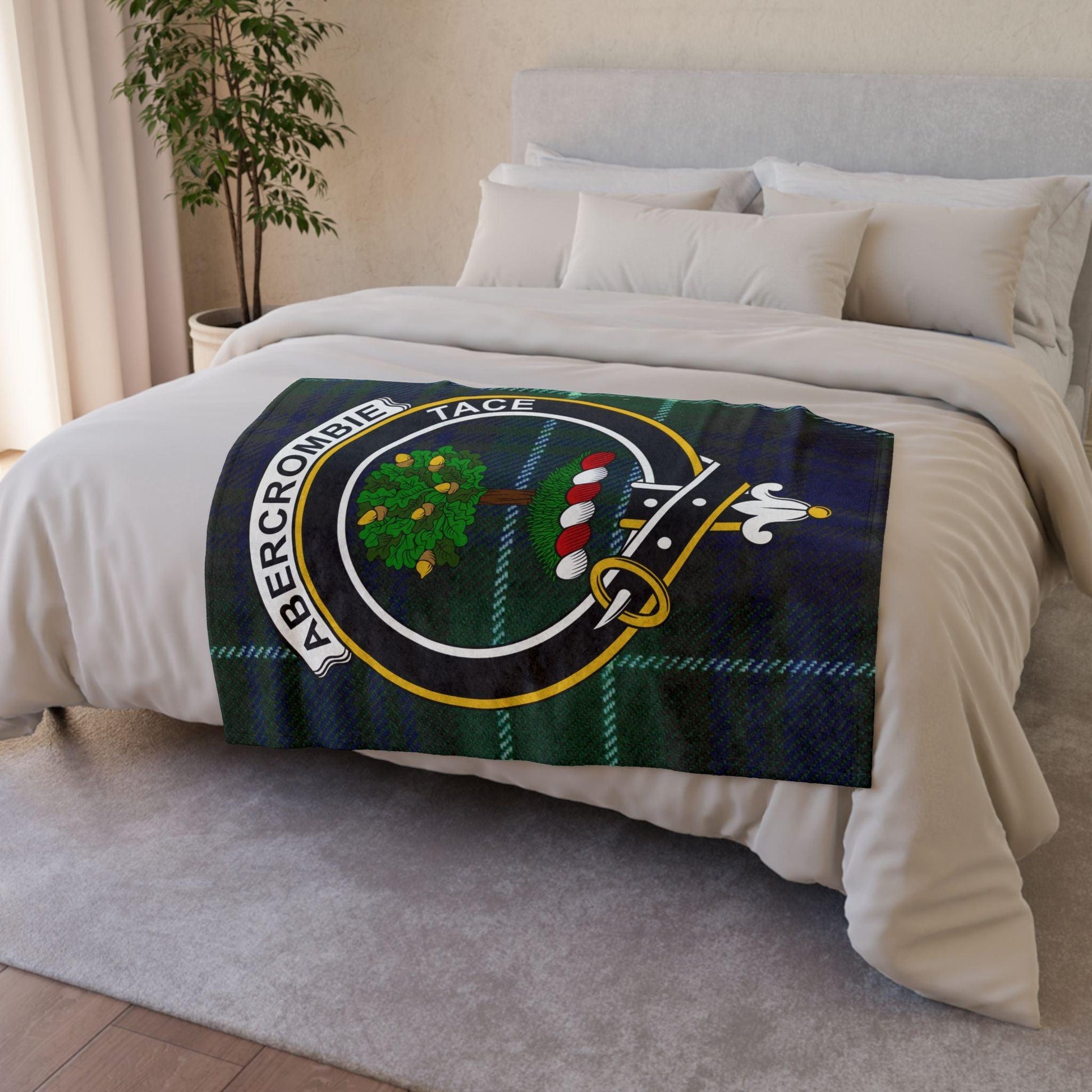 Abercrombie Clan Crest Scottish Tartan Blanket - Celtic Ancestry Gifts