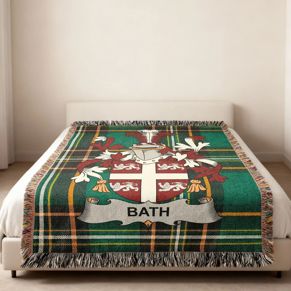 BATH Family Crest Green Plaid Throw Blanket product type