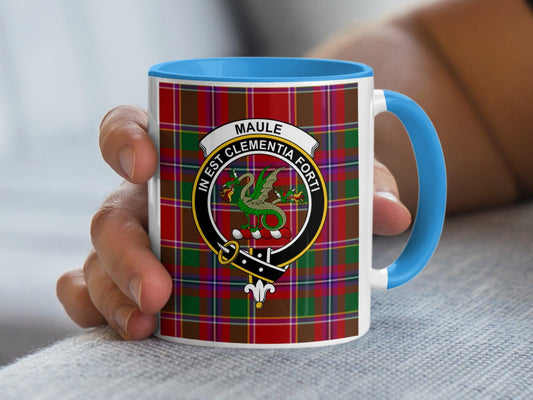 Scottish Clan Maule Crest Tartan Design Ceramic Mug - Living Stone Gifts