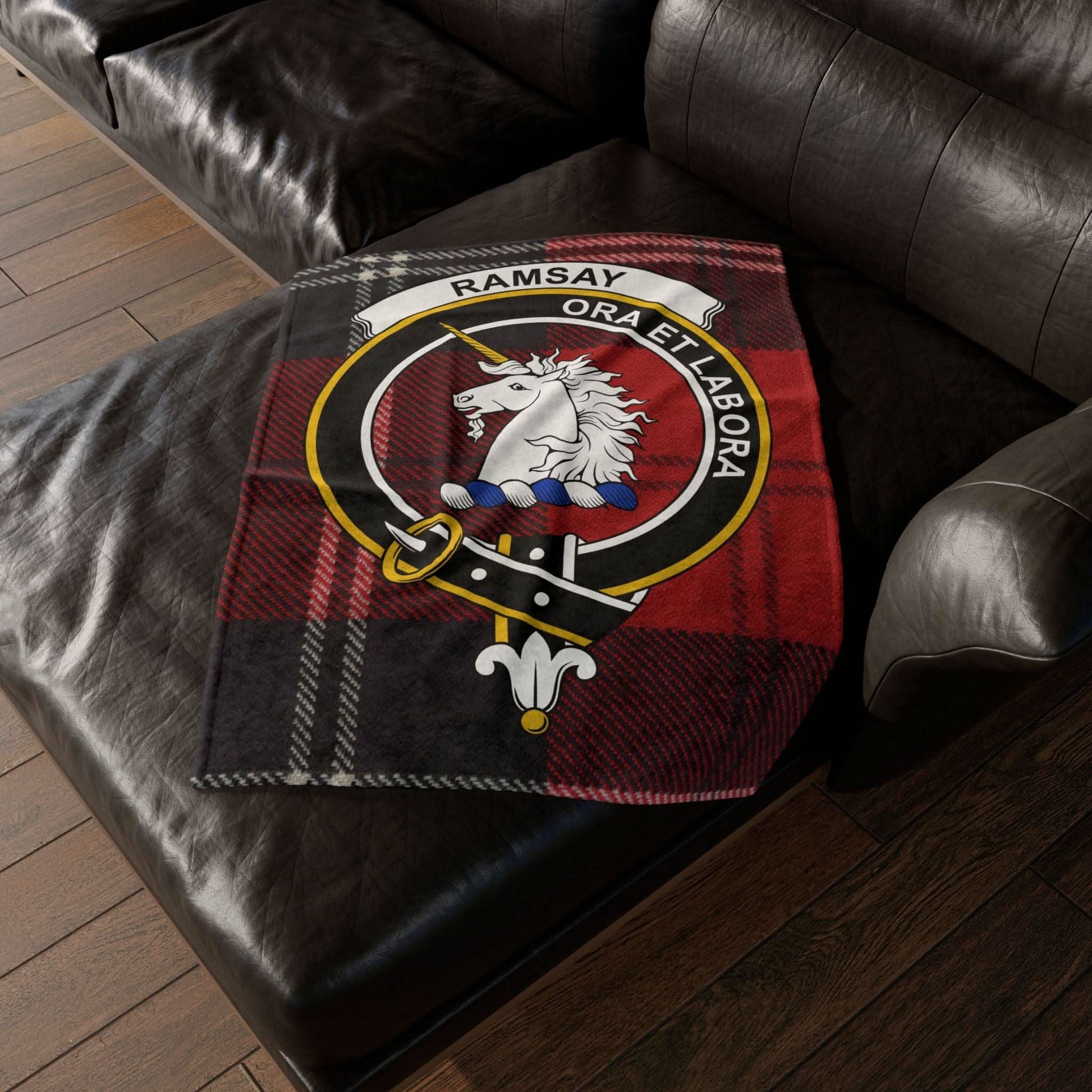 Ramsay Clan Tartan Blanket – Scottish Crest Throw, Soft & Cozy - Celtic Ancestry Gifts