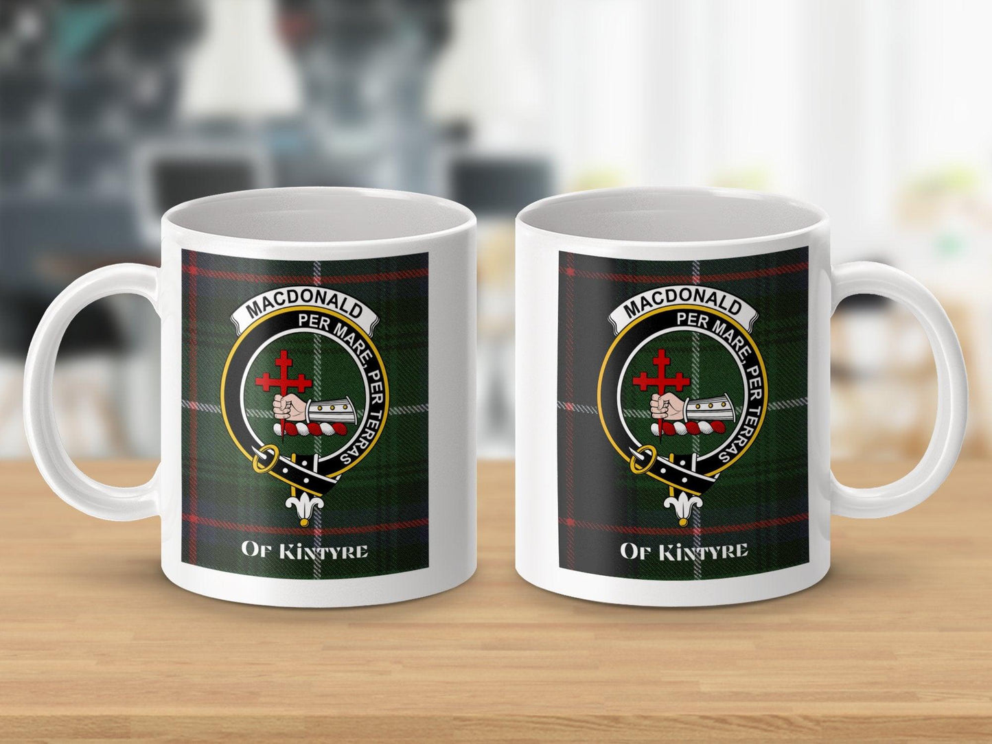 MacDonald of Kintyre Clan Crest Plaid Design Mug - Living Stone Gifts