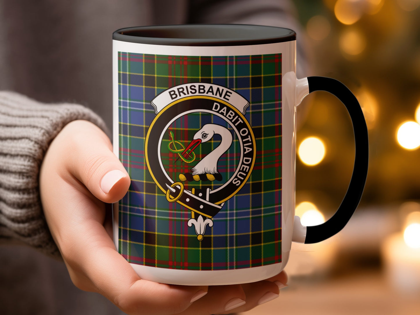 Traditional Brisbane Clan Crest Plaid Design Mug - Living Stone Gifts