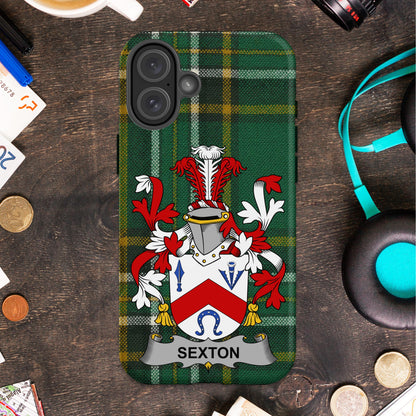 Sexton Family Crest Heraldry Design Cell phone cover - Celtic Ancestry Gifts