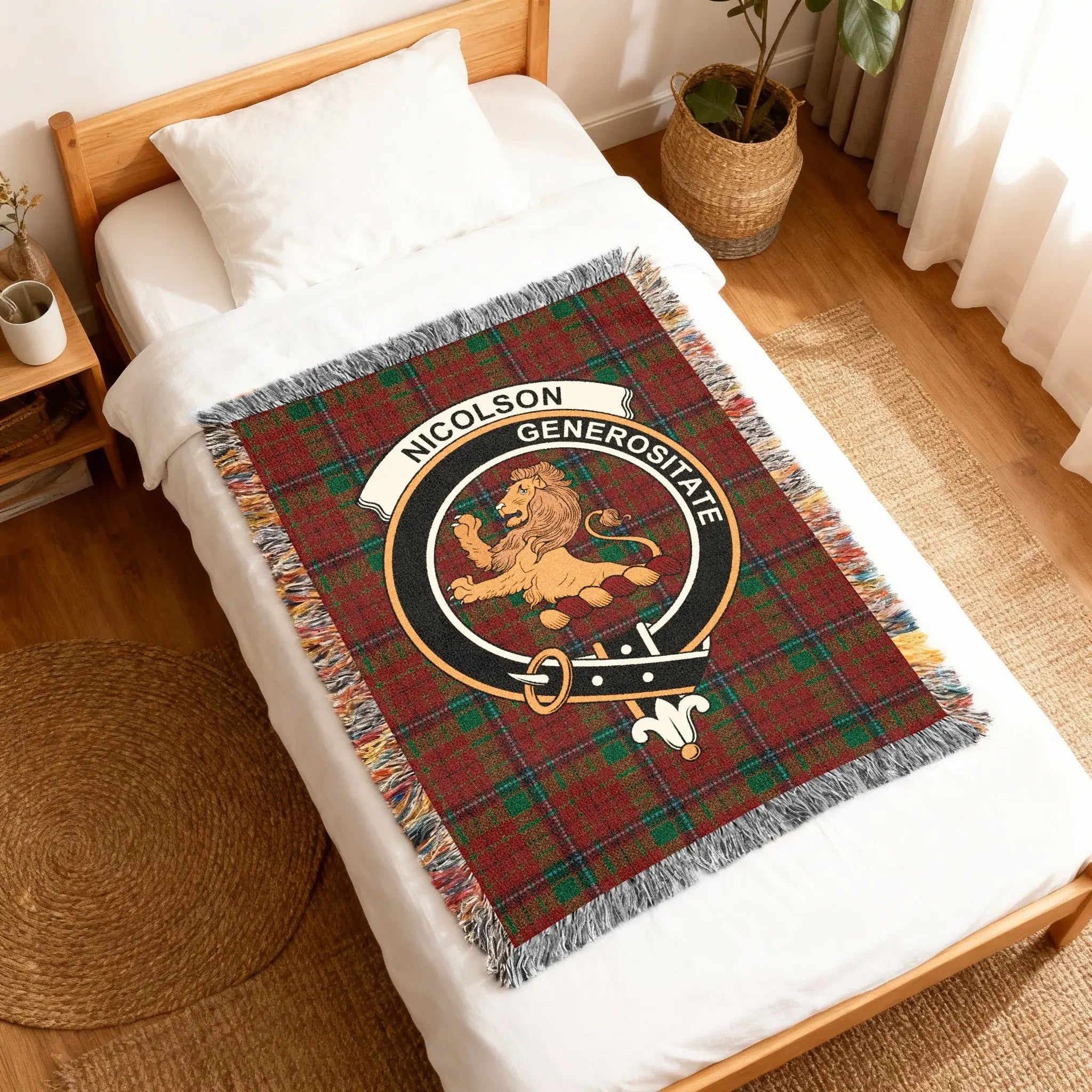 Nicolson Generositate Lion Emblem Plaid Blanket