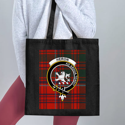 Clan Heron Scottish Crest Tartan Tote Bag - Living Stone Gifts