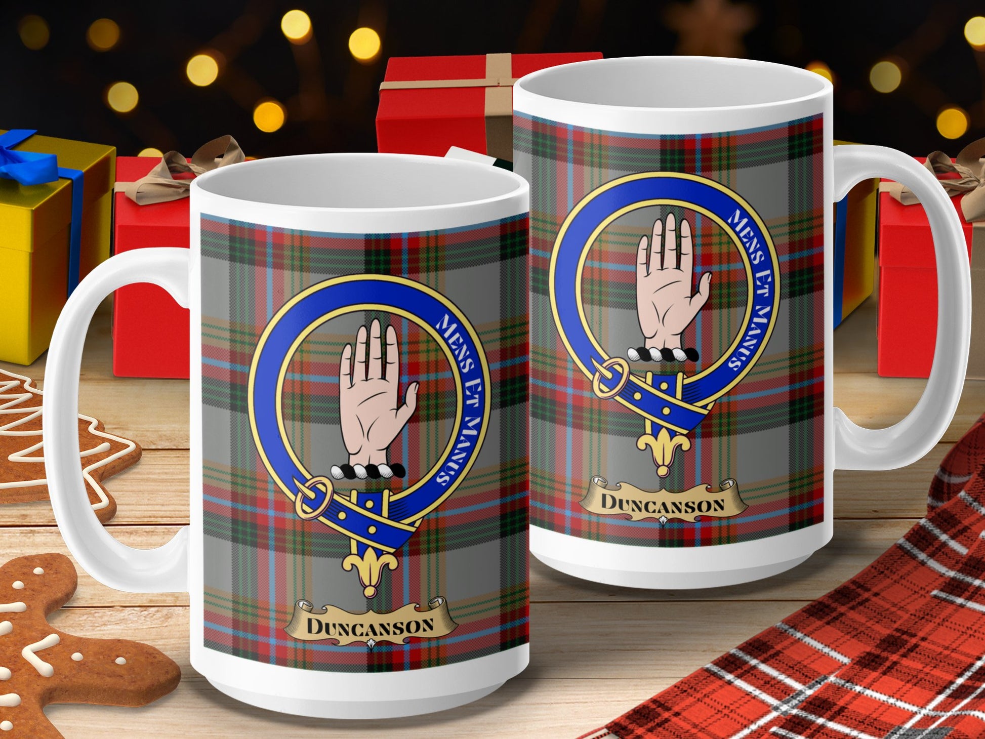 Clan Duncanson Scottish Tartan Crest Design Mug - Living Stone Gifts