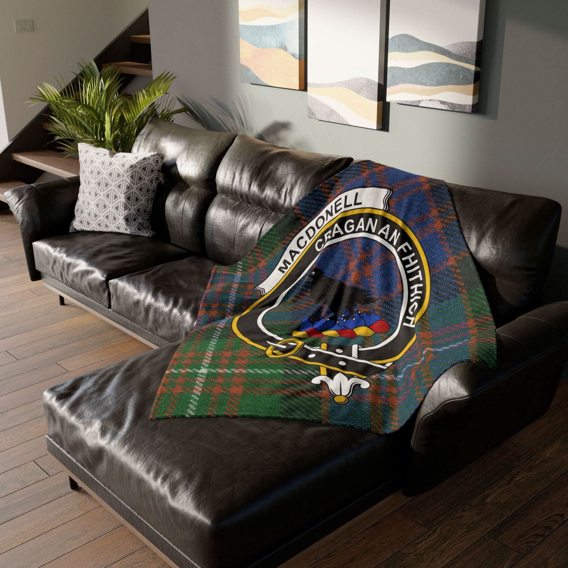 MacDonell Clan Tartan Blanket – Scottish Crest Throw, Soft & Cozy - Celtic Ancestry Gifts