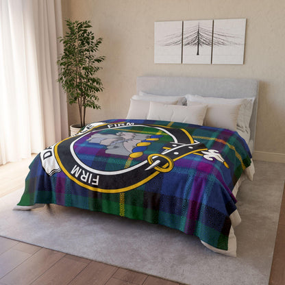 Dalrymple Clan Tartan Blanket – Scottish Crest Throw, Soft & Cozy