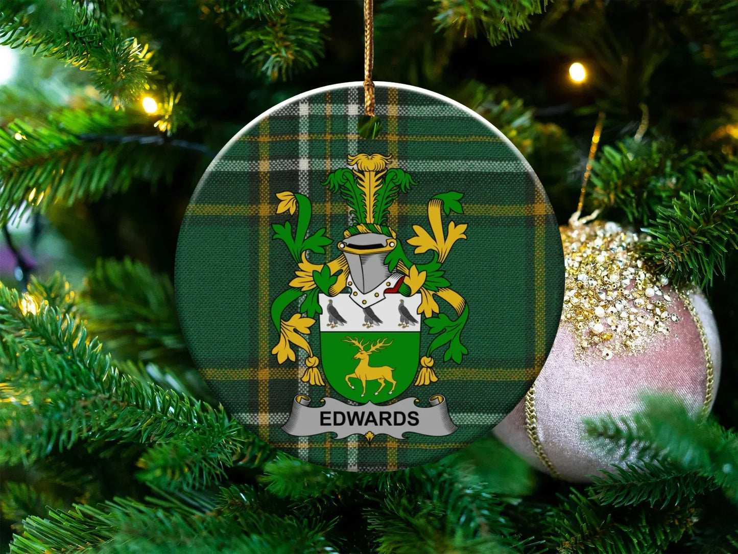 Custom Family Crest Christmas Tree Ornament product