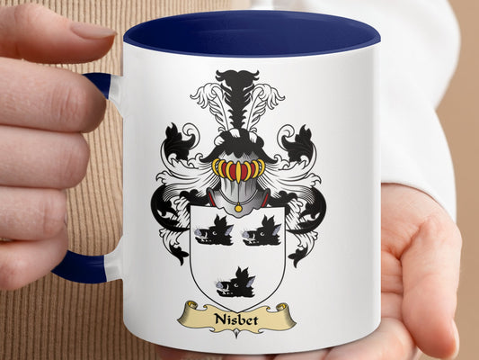 Elegant Nisbet Family Coat of Arms Design Black Mug - Living Stone Gifts