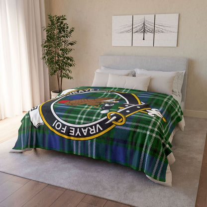 Binning Clan Crest Scottish Tartan Blanket - Celtic Ancestry Gifts
