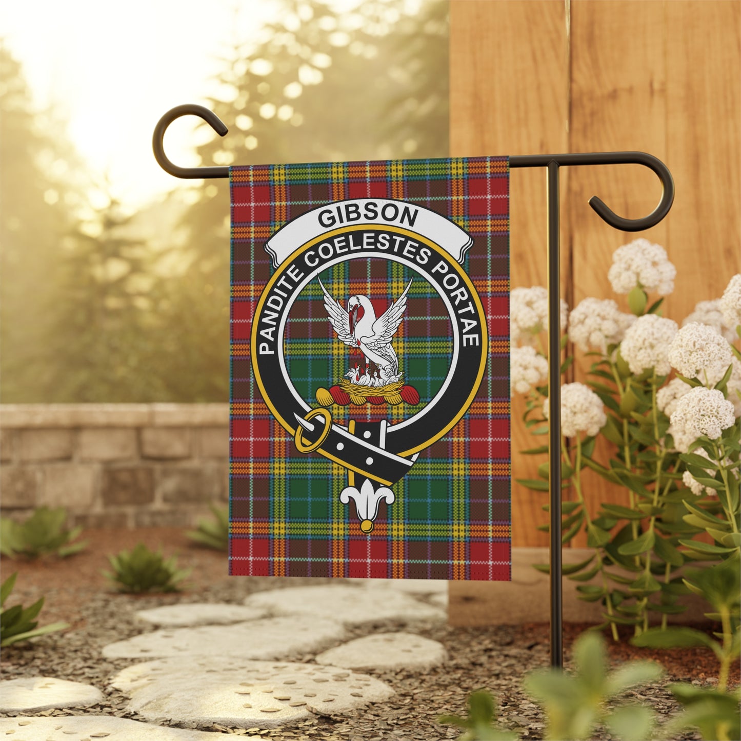 Gibson Clan Scottish Tartan Crest Garden Flag