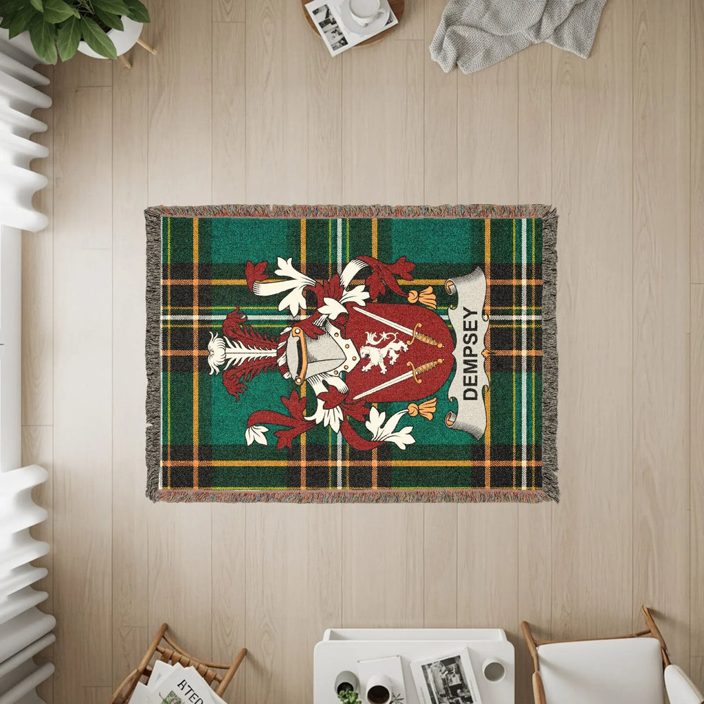 Dempsey Green Plaid Family Crest Woven Blanket product type