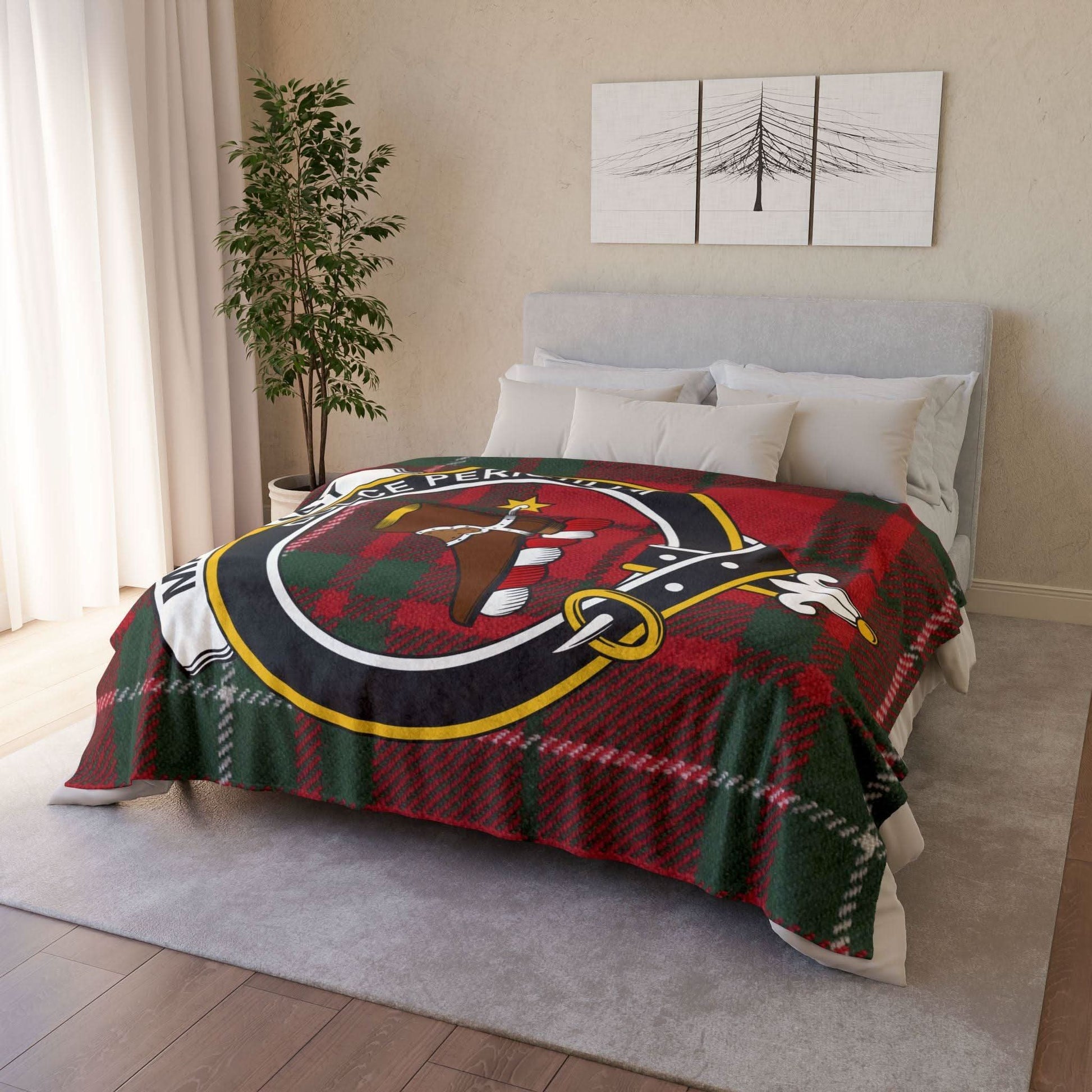 MacAuley Clan Tartan Blanket – Scottish Crest Throw, Soft & Cozy - Celtic Ancestry Gifts