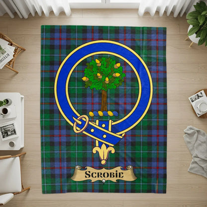 Clan Scrobie Crest and Tartan Plaid Rug product type