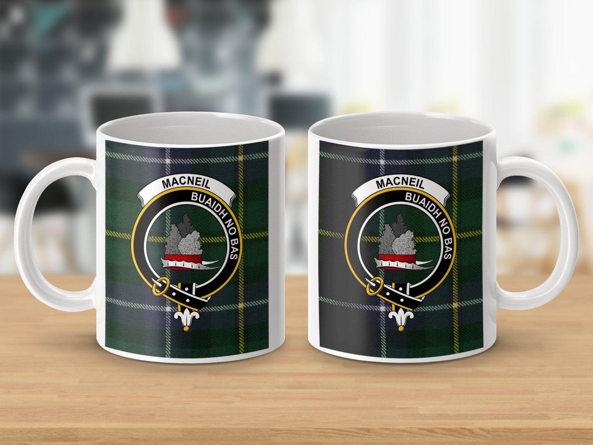 MacNeil Clan Crest BUAIDH NO BAS Custom Coffee Mug - Living Stone Gifts