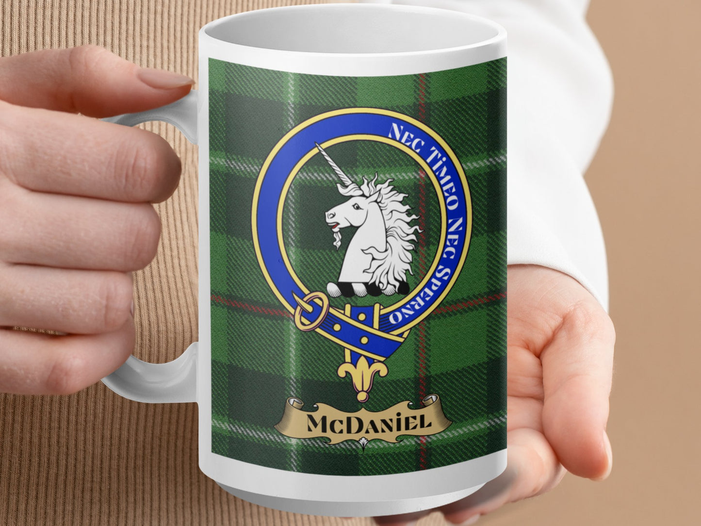 McDaniel Clan Scottish Tartan Crest Mug - Living Stone Gifts