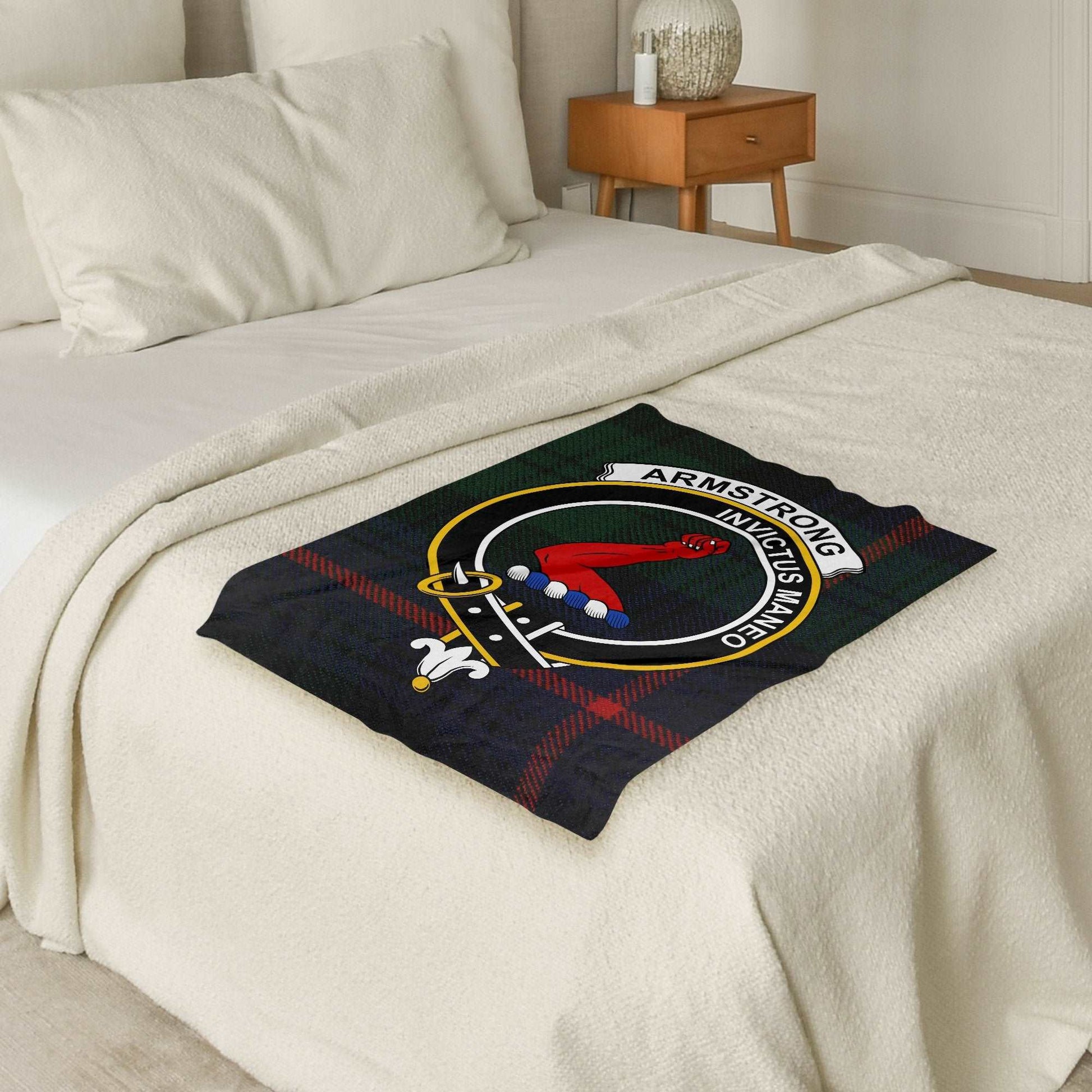 Armstrong Clan Crest Scottish Tartan Throw Blanket - Living Stone Gifts