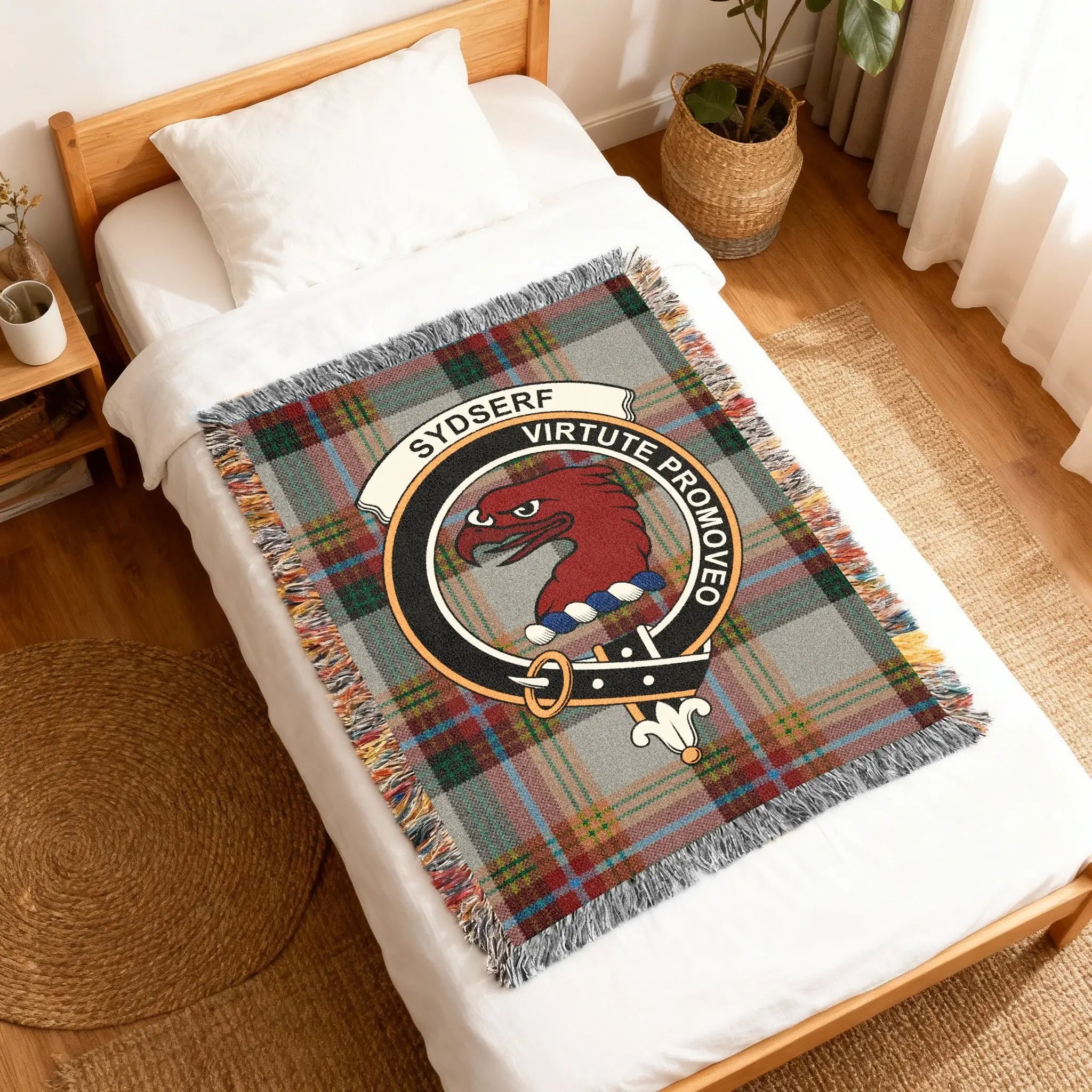 Virtute Promoveo Sydserf Tartan Throw Blanket