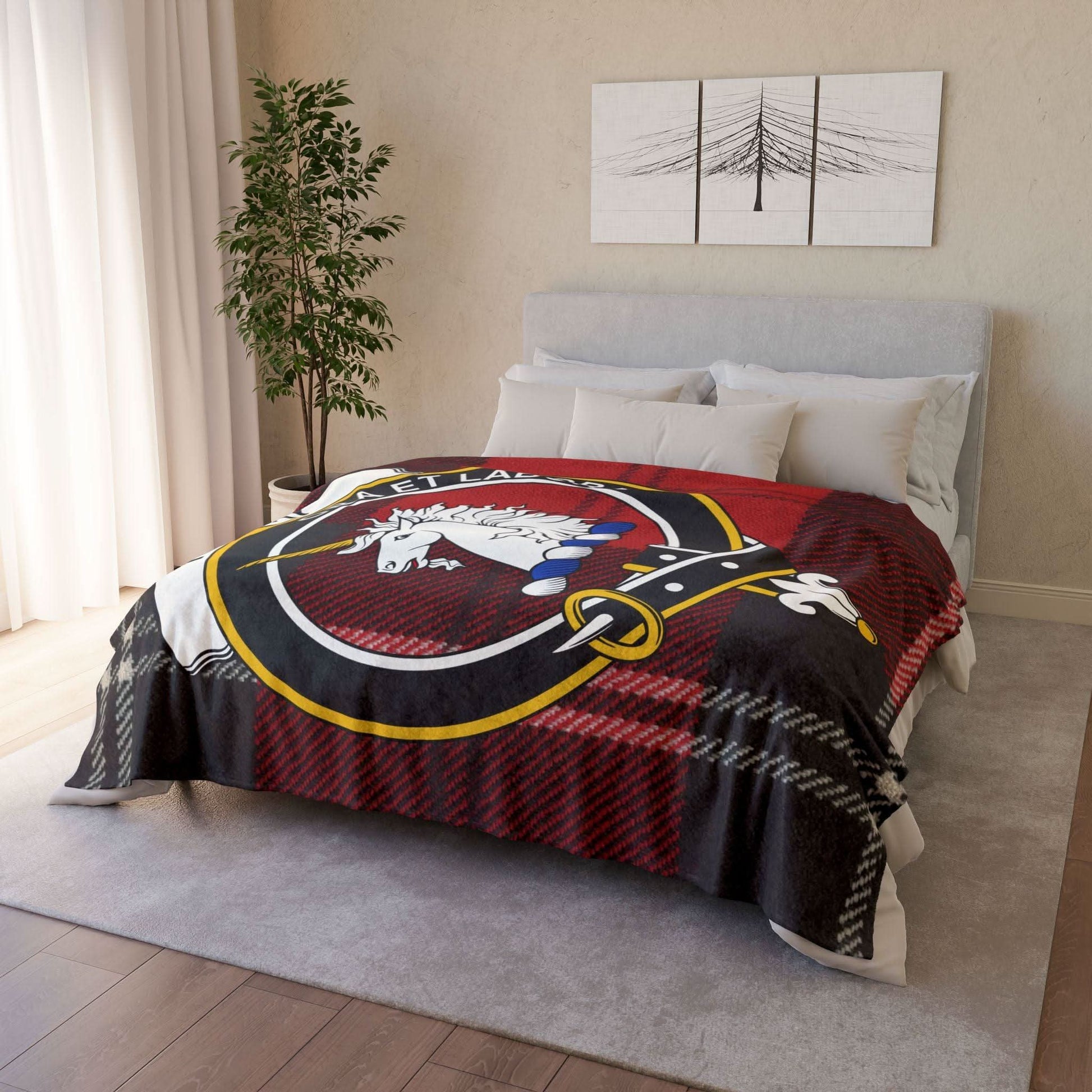 Ramsay Clan Tartan Blanket – Scottish Crest Throw, Soft & Cozy - Celtic Ancestry Gifts