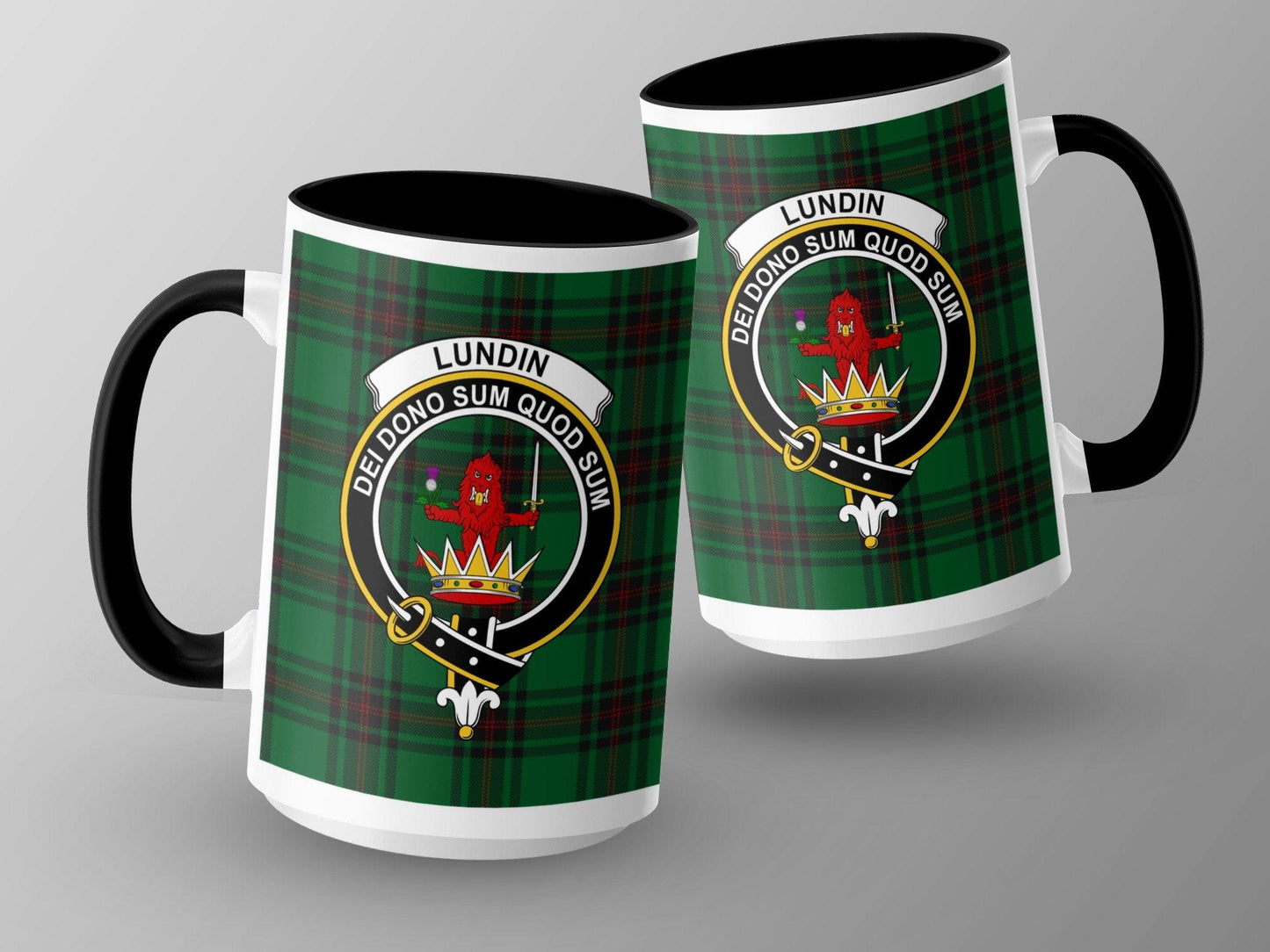 Scottish Clan Lundin Crest Tartan Plaid Design Mug - Living Stone Gifts