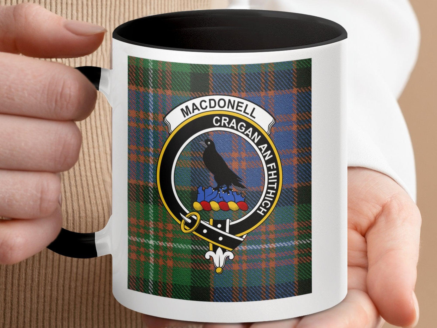 Macdonell Clan Crest Plaid Tartan Design Coffee Mug - Living Stone Gifts