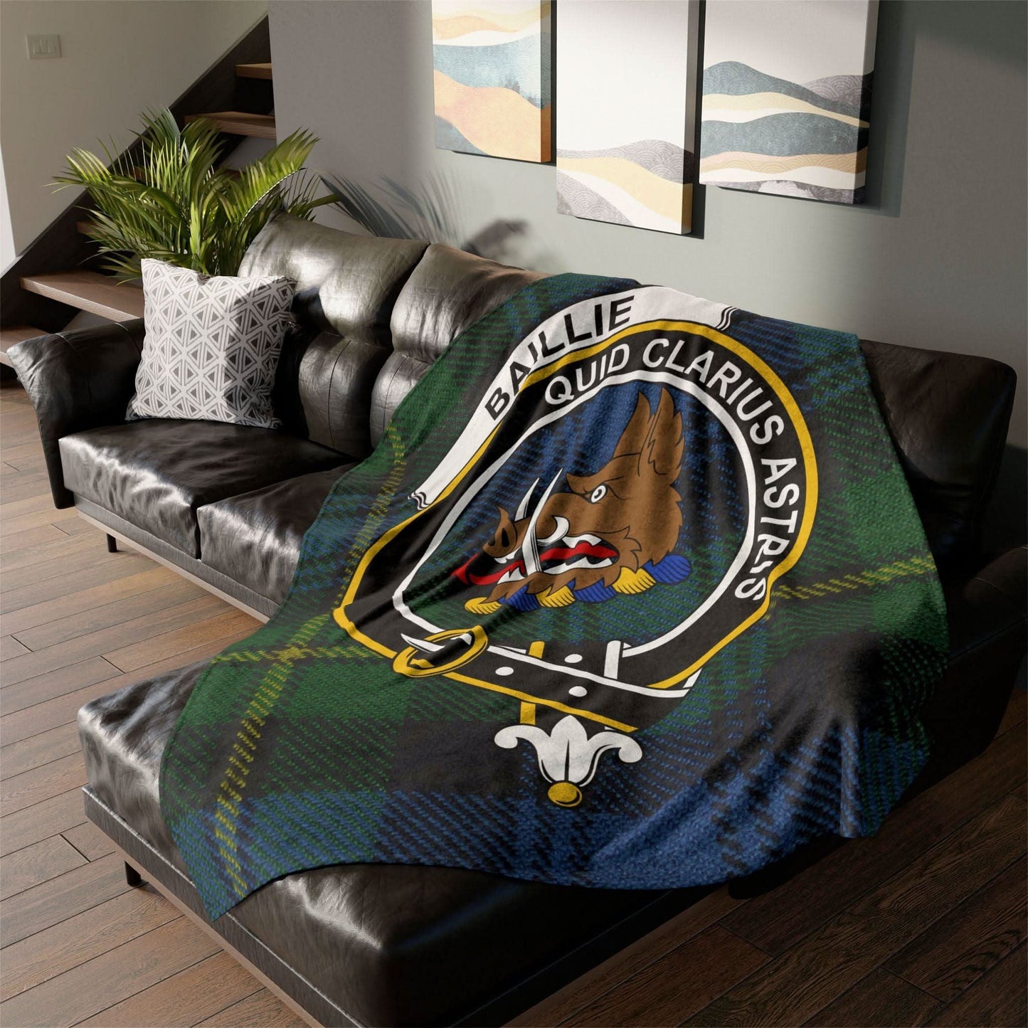Baillie Clan Crest Scottish Tartan Blanket - Celtic Ancestry Gifts