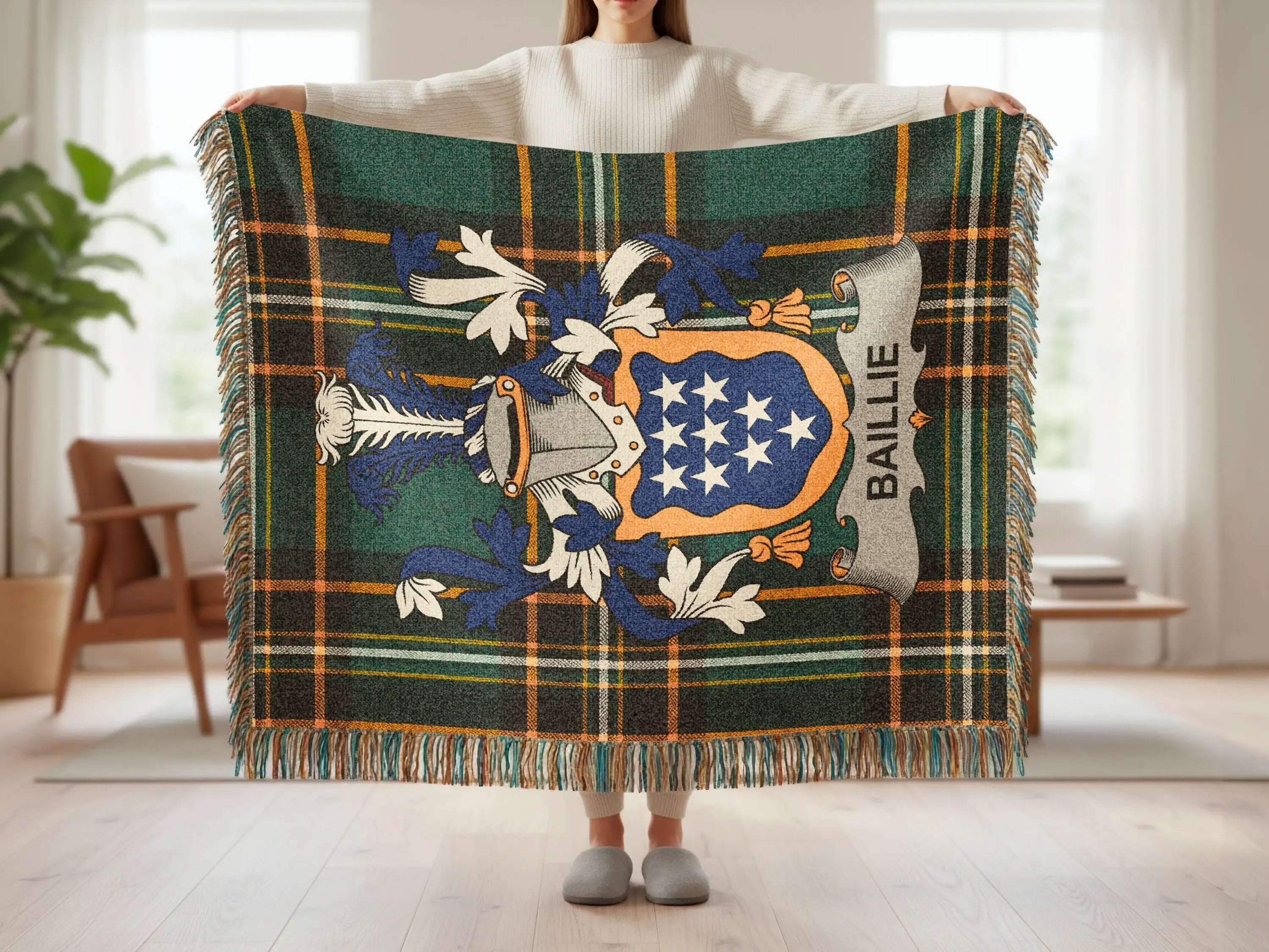 Baillie Clan Tartan Plaid Armorial Crest Woven Throw product type