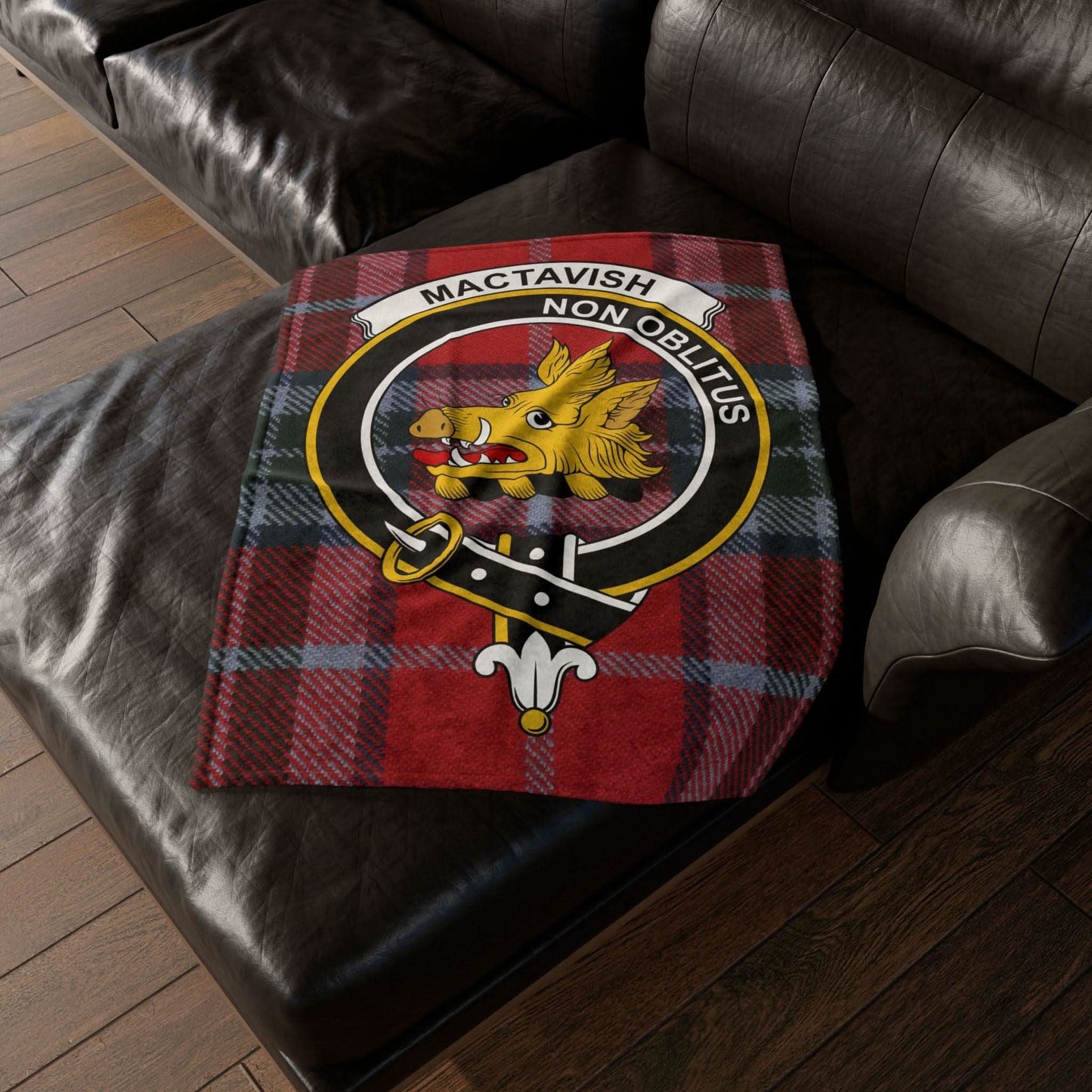 Mactavish Clan Tartan Blanket – Scottish Crest Throw, Soft & Cozy - Celtic Ancestry Gifts