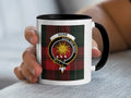 Kerr Scottish tartan clan crest mug with family motto — 11oz ceramic with sun heraldic design