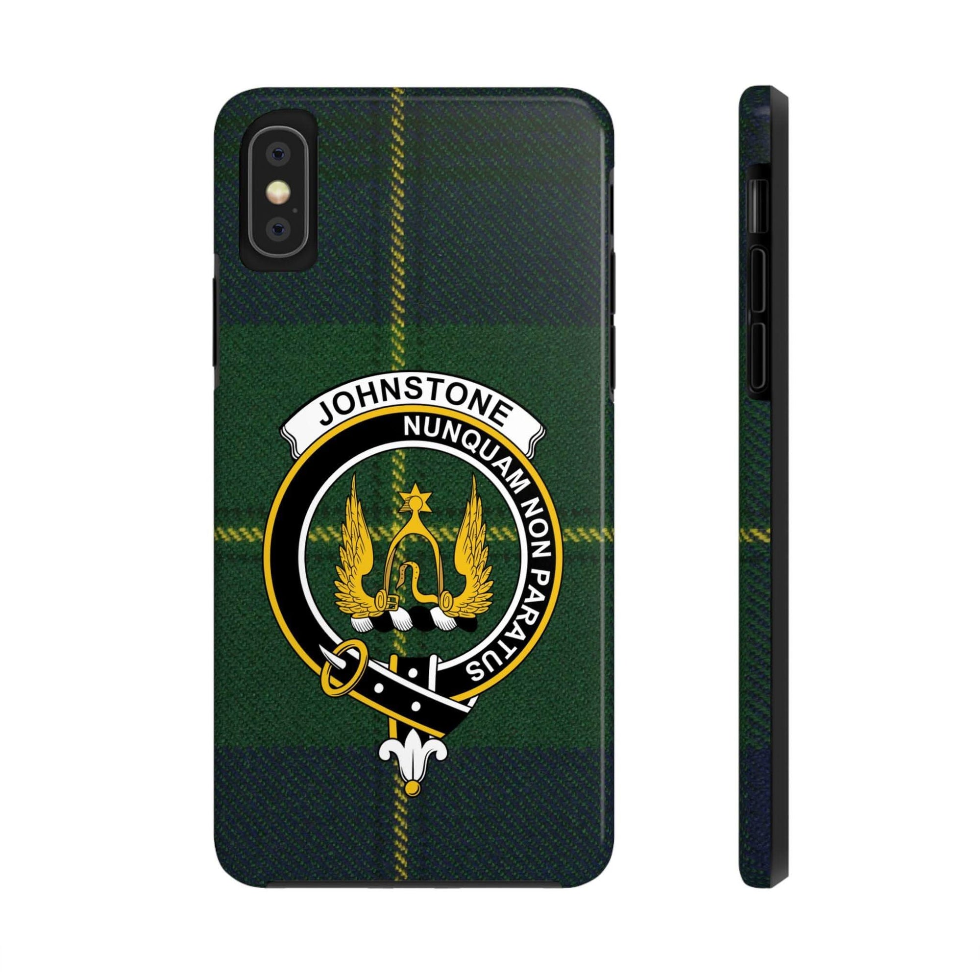 Johnstone Clan Crest Tartan Background Cell Phone Case - Celtic Ancestry Gifts