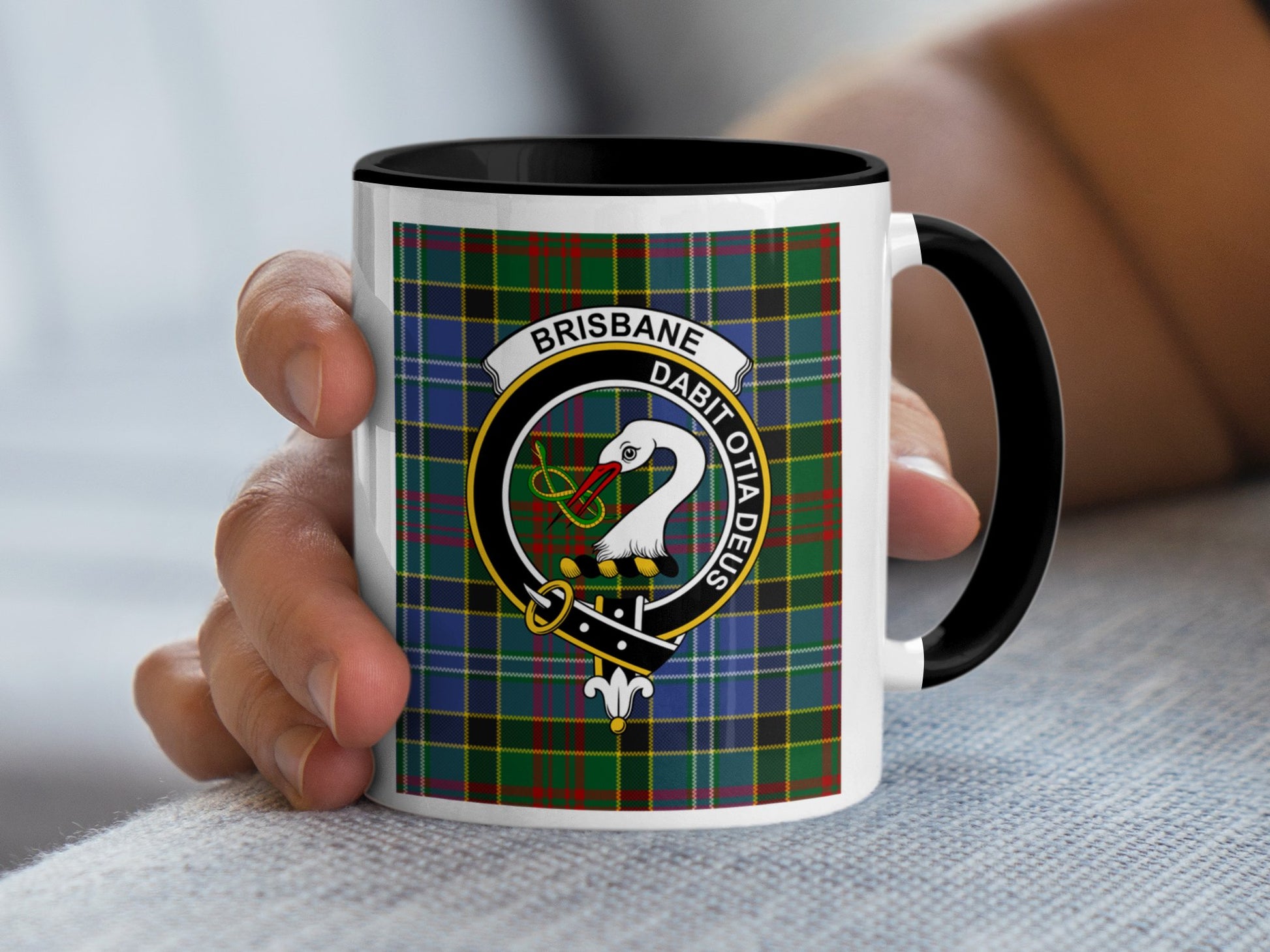 Traditional Brisbane Clan Crest Plaid Design Mug - Living Stone Gifts