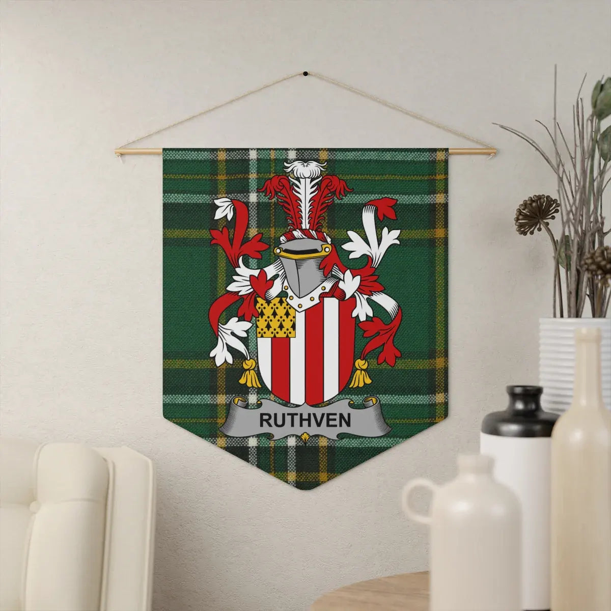 Family Crest Plaid Design Personalized Wall Tapestry product