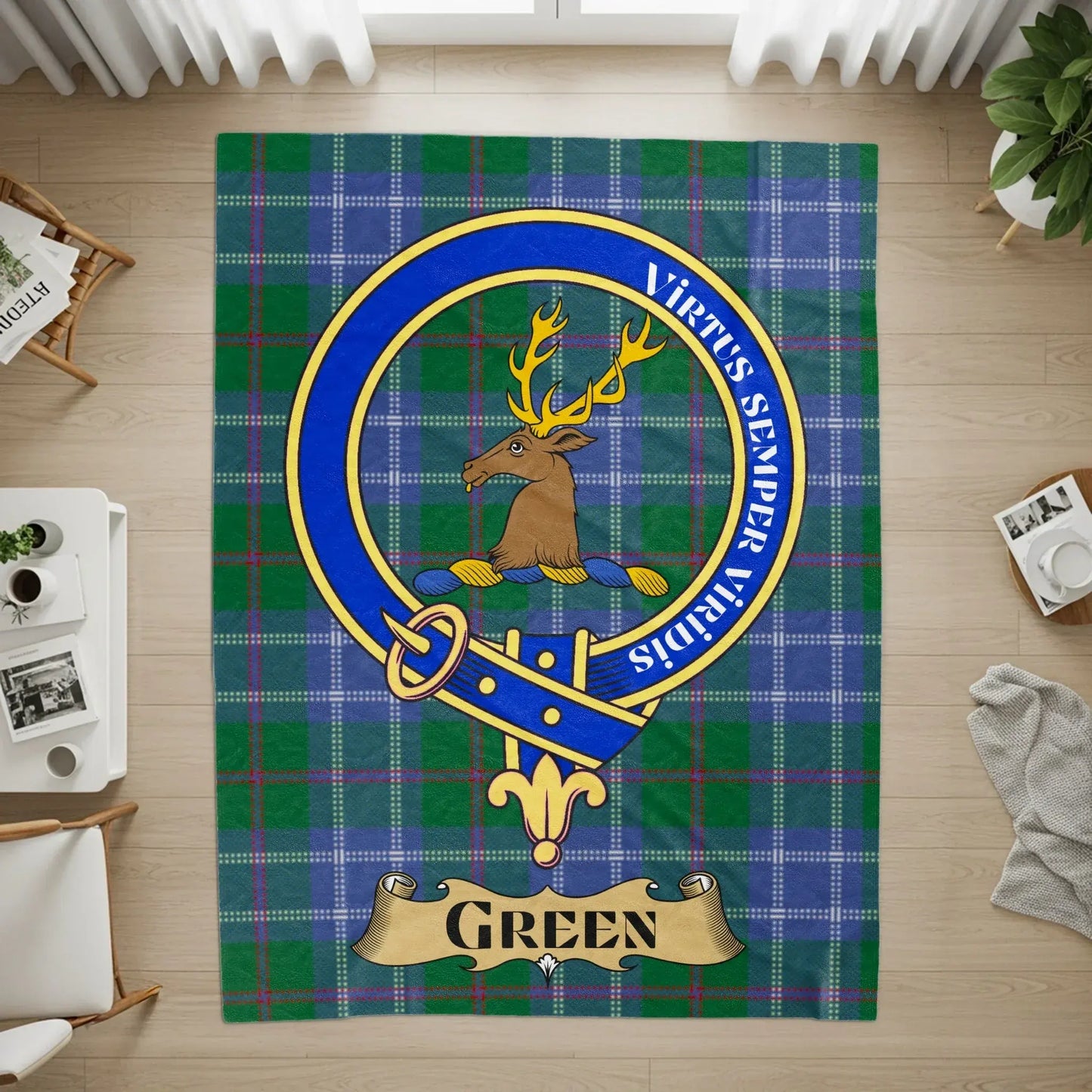 Virtutis Semper Paratus Green Plaid Rug product