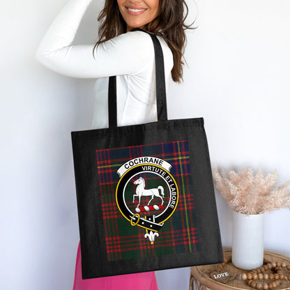 Cochrane Clan Tartan Crest Virtue et Labore Tote Bag - Living Stone Gifts