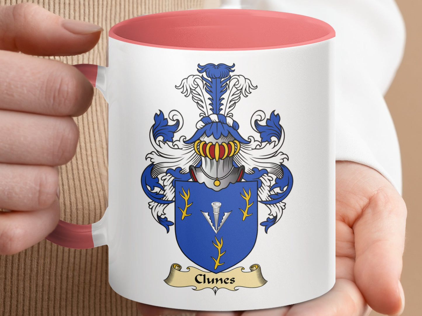 Clan Clunes Scottish Coat of Arms Accent coffee Mug - Living Stone Gifts