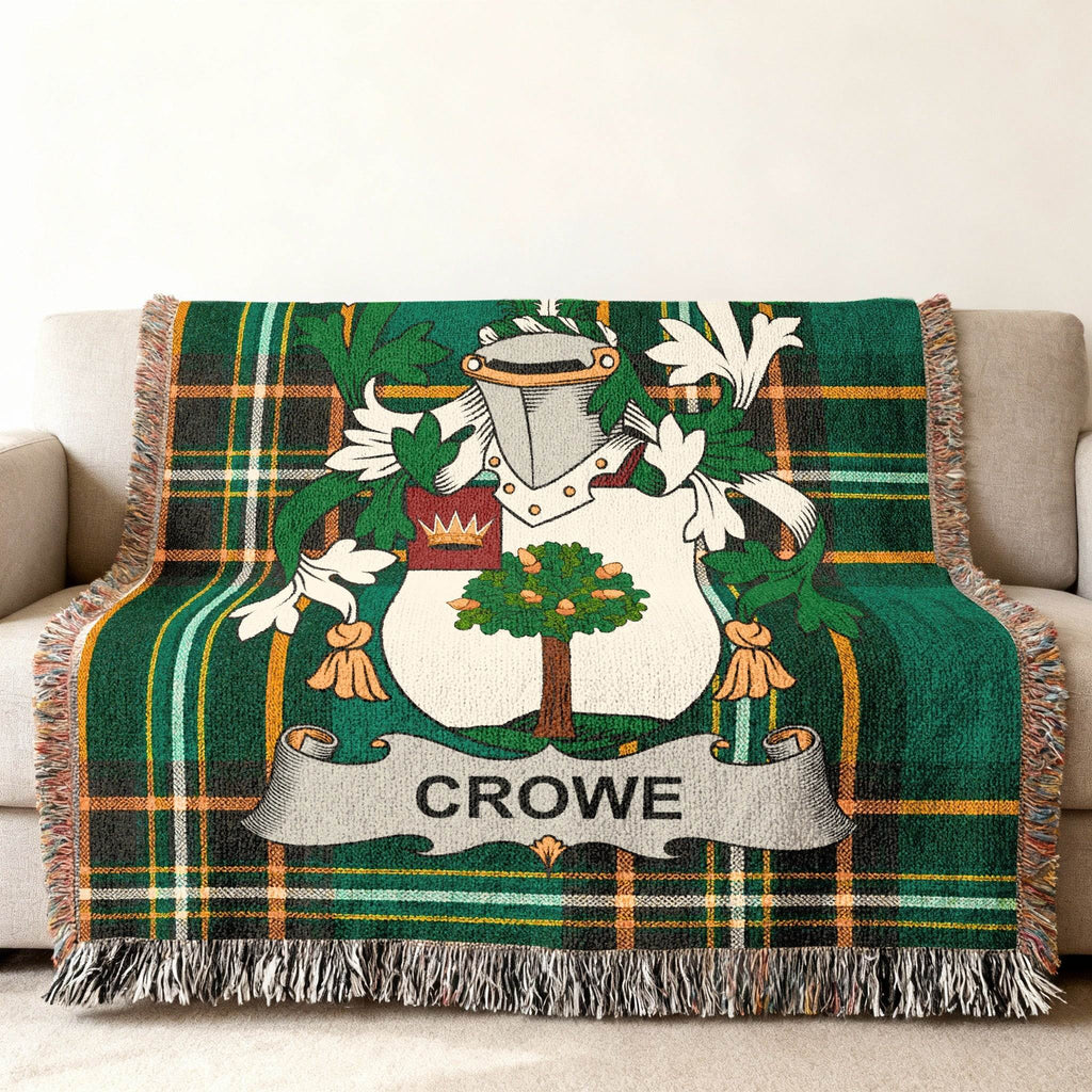 Crowe Family Coat Arms Plaid Design Throw Blanket product type