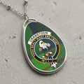 Cranstoun clan Scottish tartan necklace with clan crest on tartan background